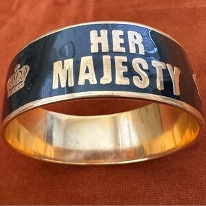 Juicy Couture Y2K Her Majesty Black and Gold Wide Bangle Bracelet Like New Small